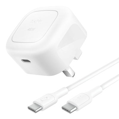BELKIN - WALL CHARGER - 45W - PD USB-C + USB-C CABLE 1M - UK PLUG - WHITE