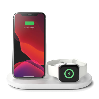 Belkin - 3in1 Wireless Pad/Stand/Apple Watch - White
