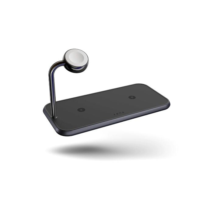 Zens Aluminium Dual Wireless Charger + Watch 10W (3-1 Charger) - Black