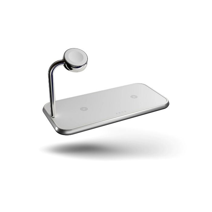 Zens Aluminium Dual Wireless Charger + Watch 10W - White